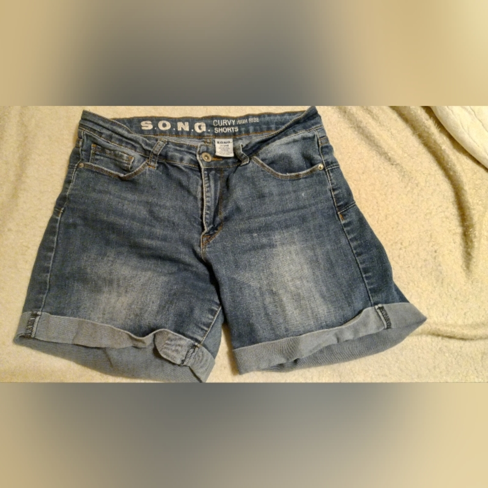 Curvy Blue Denim Shorts